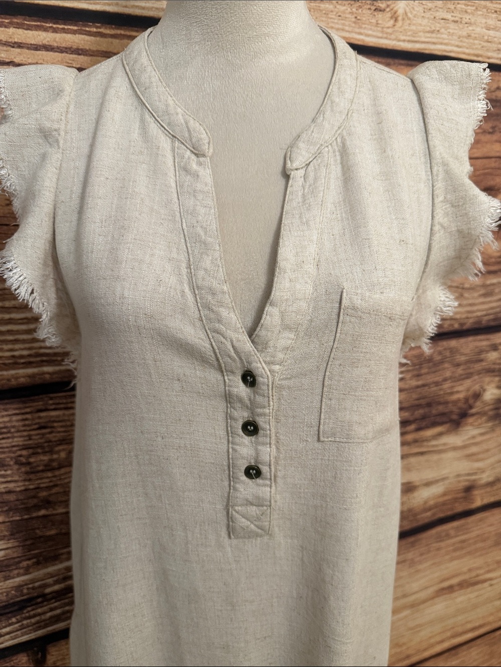 Umgee Cream Button-Front Ruffle Hem Mini Dress - Picture 4 of 7